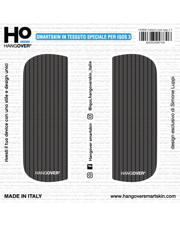 Carbon Look - Cover SmartSkin in Tessuto Speciale per Iqos 3 by Hangover package