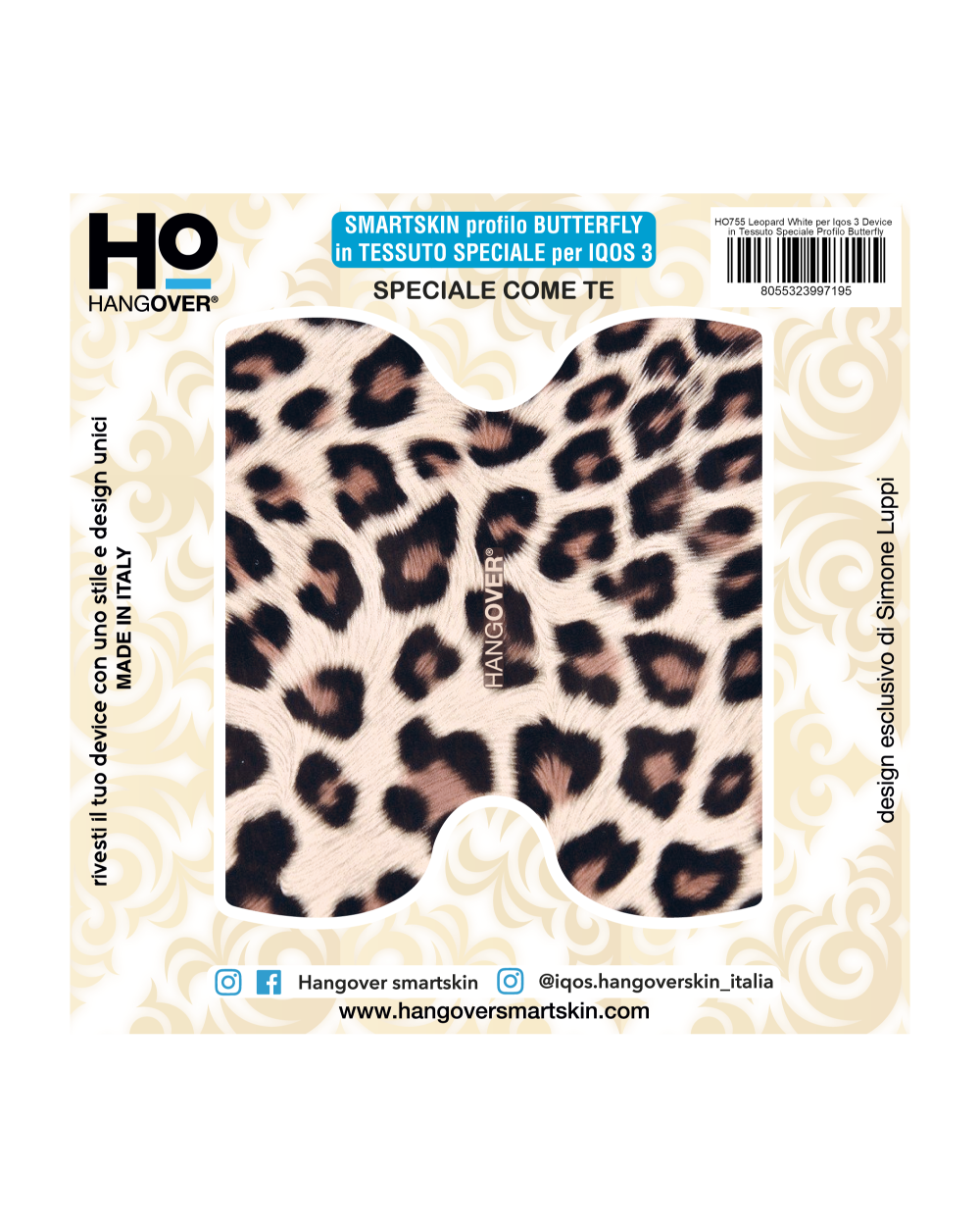 Leopard White - Hangover Cover SmartSkin in Special Textile for Iqos 3